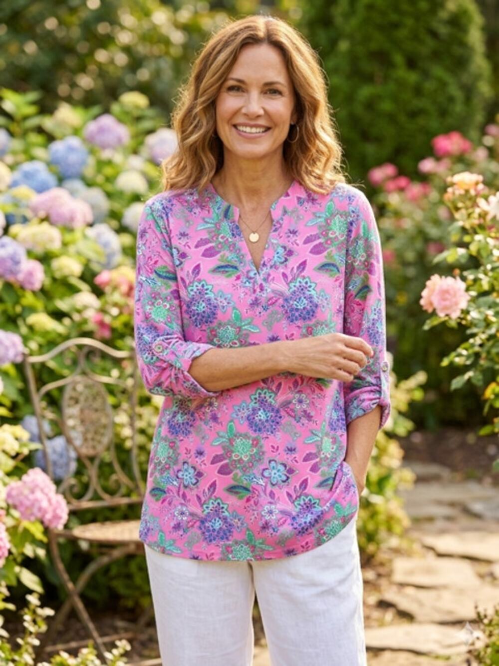Dear Scarlett - 3/4 Tab Sleeve Lizzy Blouse - Small